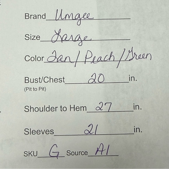 Umgee Boho Blouse L Tan Peach Green Tribal Print Sheer Sleeve Top Chic - Picture 10 of 10